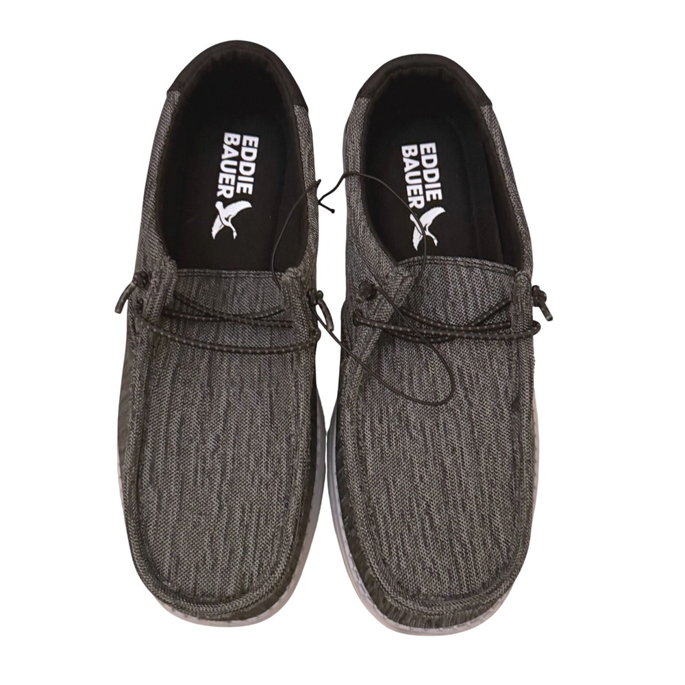 Eddie Bauer Corbett Mens Gray Canvas Lace Up Loafer Shoes Size 7 NEW